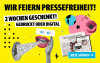 Anzeige für ein Zeitungsabonnement. Text: "Wir feiern Pressefreiheit! 2 Wochen geschenkt! Gedruckt oder digital" und Button „Jetzt sichern!“.