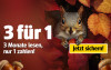 Werbebanner mit rotem Hintergrund und Eichhoernchen: 3-für-1 Angebot – 3 Monate lesen, nur 1 zahlen. Button Jetzt sichern!